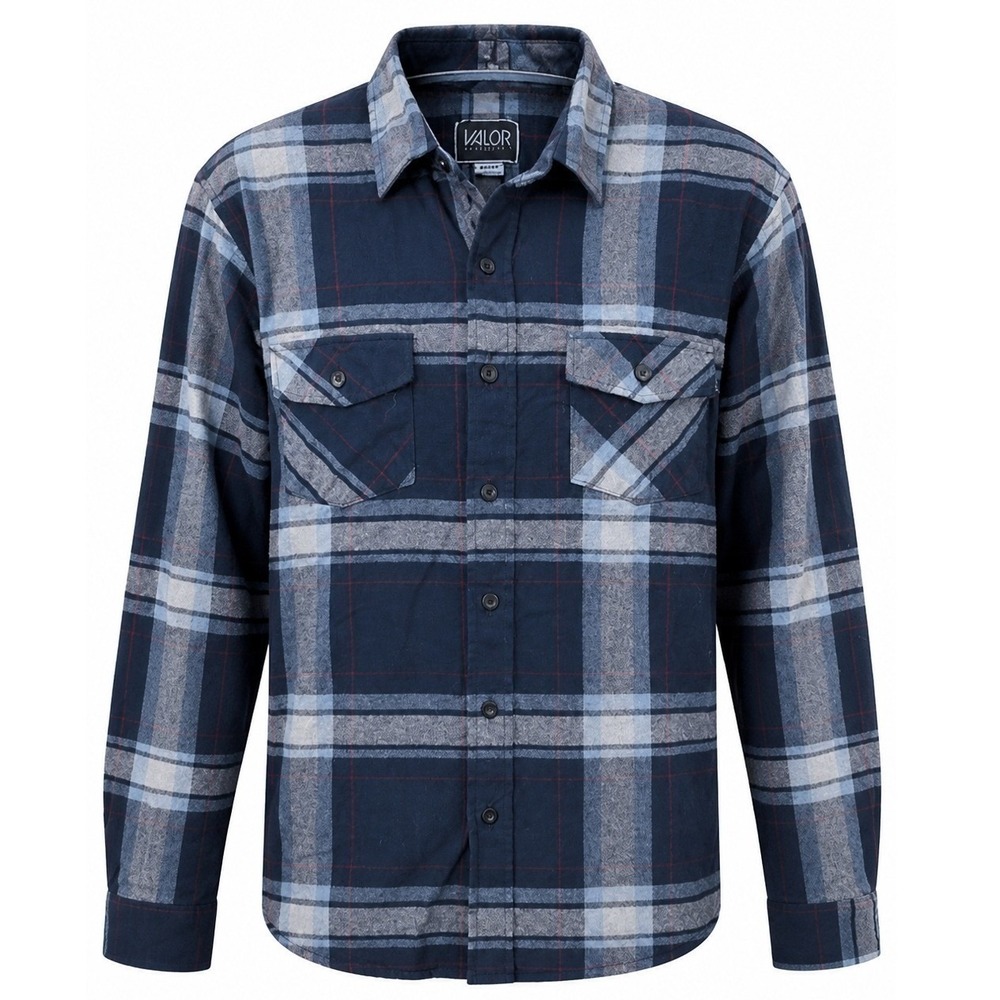 Valor Collective Flannel Shirt Mens M Blue Plaid Long Sleeve Gorpcore Outdoor